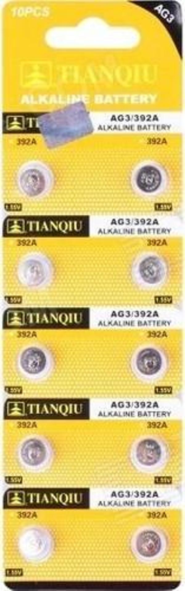 TIANQIU AG3 LR41/392 Alkalin 10'lu Düğme Pil - Image 1