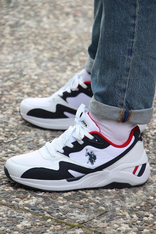 U.S. Polo Assn. HUSKY 4FX BEYAZ LACİ KIRMIZI COMFORT CASUAL SPOR AYAKKABISI - Image 1