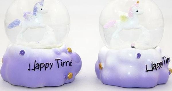 Küçük Unicorn Tasarımlı Işıklı Kar Küresi 9 Cm Alk1785 - Image 1