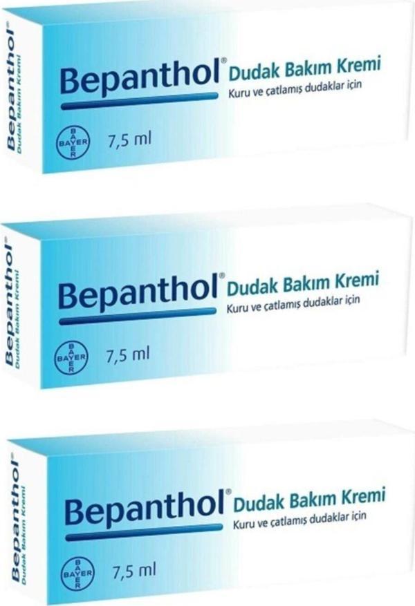 Bepanthol E Vitamini Içeren Dudak Bakım Kremi 7.5 ml - 3'lü Paket - Image 1