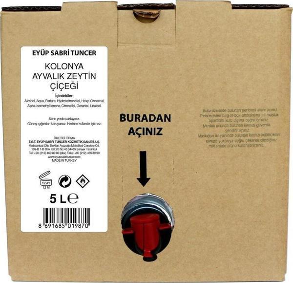 Eyüp Sabri Tuncer Ayvalık Zeytin Çiçeği Kolonyası 5 Lt - Bag In Box - Image 1