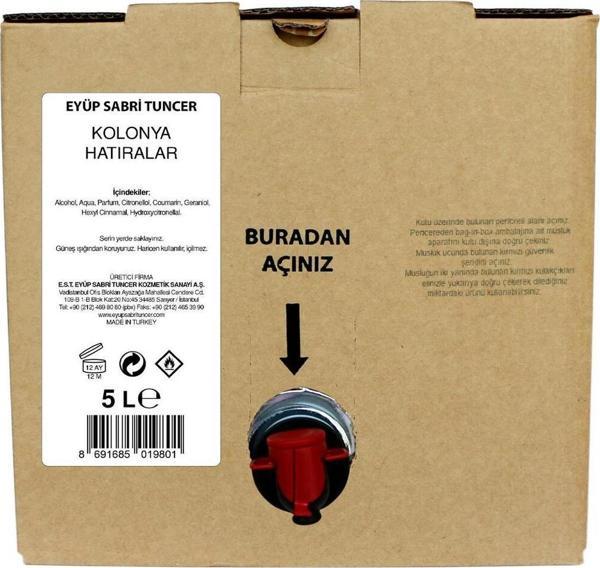 Eyüp Sabri Tuncer Hatıralar Kolonyası 5 Lt - Bag In Box - Image 1