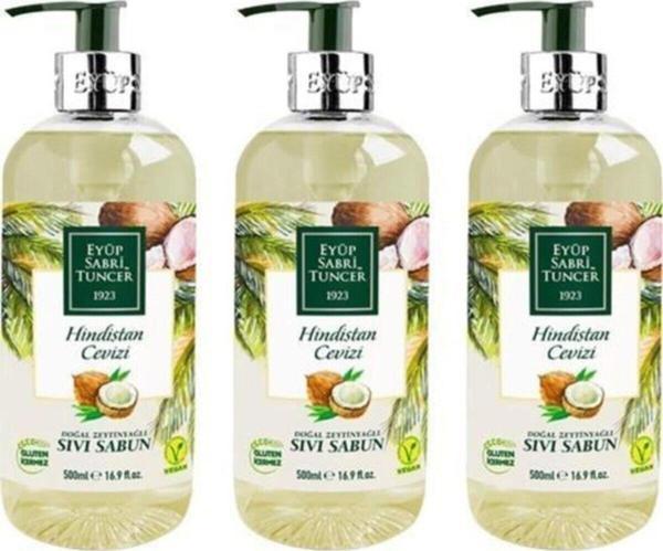 Eyüp Sabri Tuncer Hindistan Cevizi Doğal Zeytinyağlı Sıvı Sabun 500 Ml - 3 Adet - Image 1