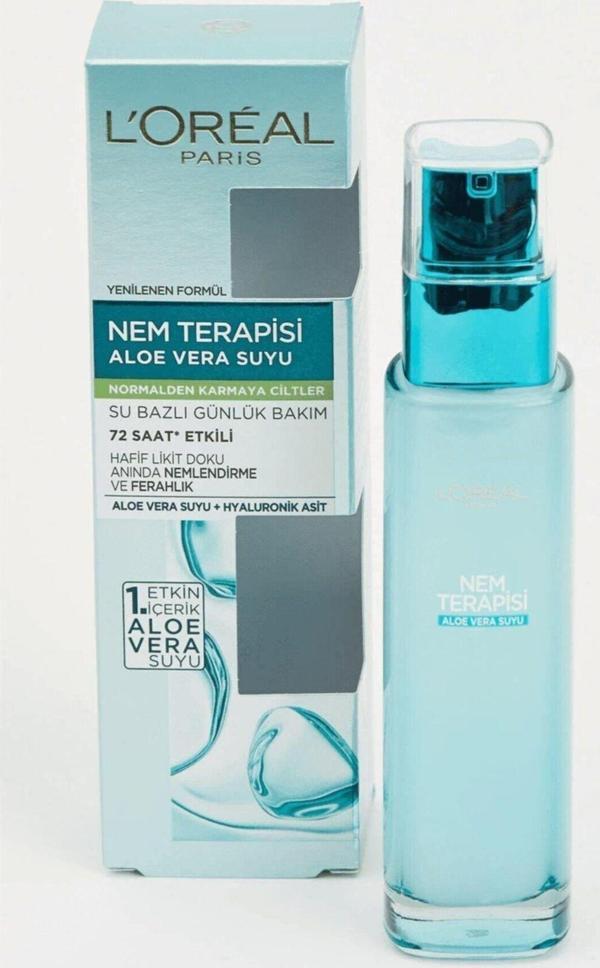 L'Oréal Paris Nem Terapisi Aloe Vera Suyu Normalden Karmaya Ciltler Için Su Bazlı Günlük Bakım 70ml 3600523424894 - Image 1