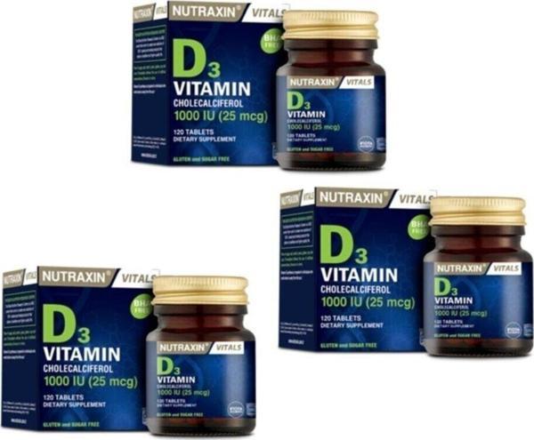 Nutraxin Vitamin D3 120 Tablet 3 Adet - Image 1