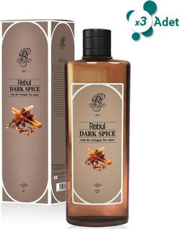 Rebul Dark Spice - Baharat 80 Derece 270 ml 3'lü Paket Cam Şişe Kolonya - Image 1