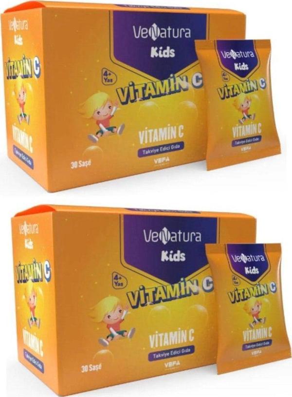 VeNatura Kids Vitamin C Takviye Edici Gıda 30 Saşe X2 Adet - Image 1