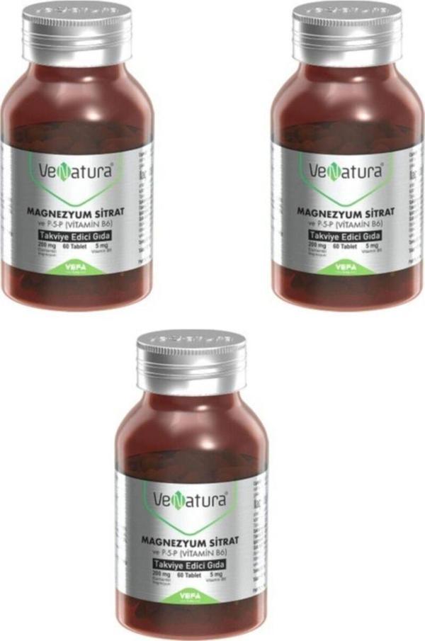 VeNatura Magnezyum Sitrat Ve P-5-p (vitamin B6) Takviye Edici Gıda 3 Adet - Image 1