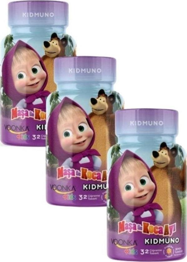 Voonka Kids Maşa Ve Koca Ayı Kidmuno 32 Çiğneme Tableti 3 Lü - Image 1