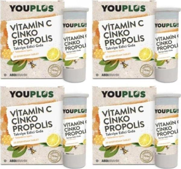 Youplus Vitamin C Çinko Propolis 20 Efervesan-4 Kutu - Image 1