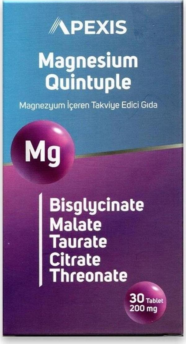 Apexis Magnesium (Magnezyum) Quintuple 200Mg 30 Tablet - Image 1