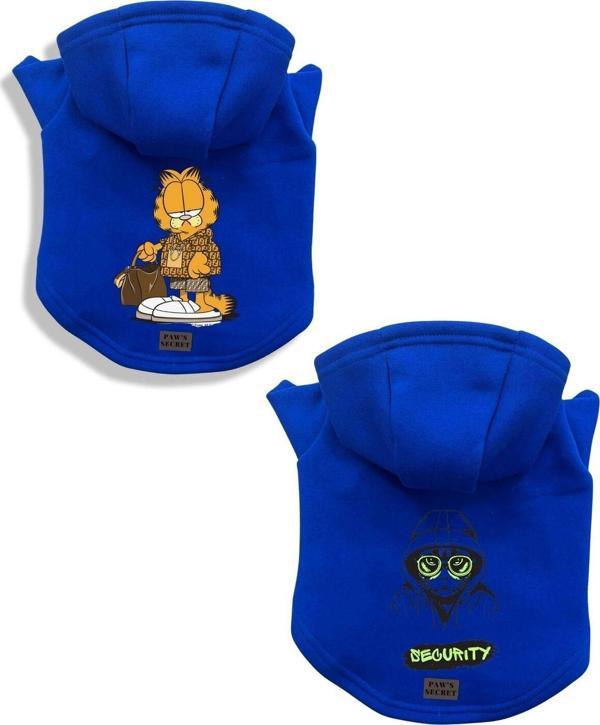 Paws Secret Kedi Köpek Kıyafeti Sweatshirt Garfield - Cat Mavi Kombin 2'li Set L - Image 1