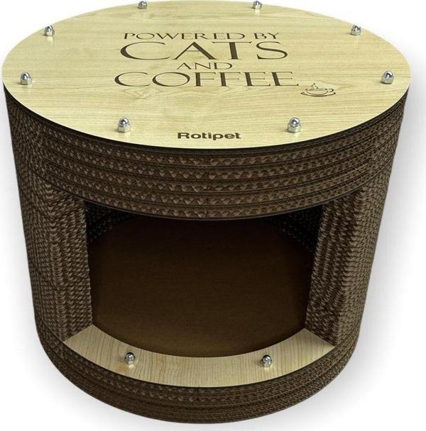 Rotipet Karton Kedi Tırmalama 40X40X33 Ahşap - Image 1