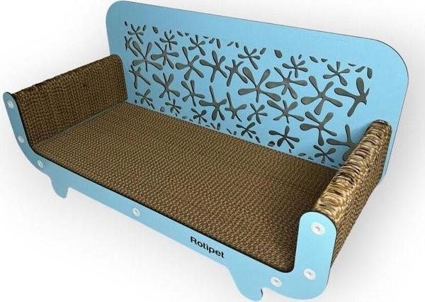Rotipet Karton Kedi Tırmalama Desenli Koltuk Mavi 59X30X25Cm Mavi - Image 1