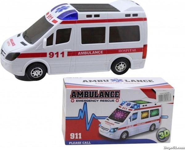 3D Işıklı, Sirenli Çarp Dön Sensörlü Ambulans - Image 1