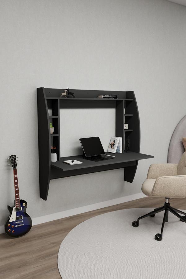 Arnetti Buğlem Duvara Monte Çalışma Bilgisayar Masası, Antrasit - Buğlem - Image 1