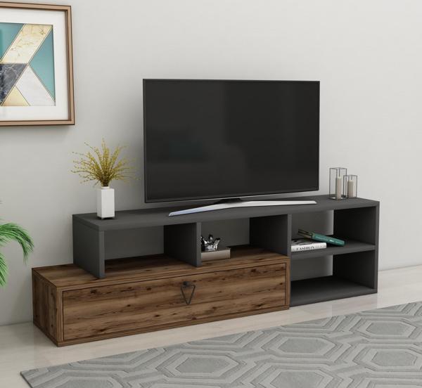 Arnetti Duru Tv Sehpası Kapaklı Yana Doğru Açılır Kapanır Lidya & Antrasit - Image 1