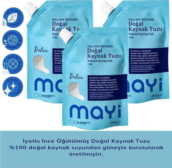 Mayi Tuz Iyot Ilaveli Ince Öğütülmüş Doğal K Aynak Tuzu 3 X 2 Kg - Image 1