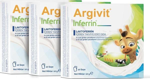 Argivit Inferrin Lactoferrin - Laktoferrin Içeren Takviye Edici Gıda 10 Saşe 3'Lü Paket - Image 1