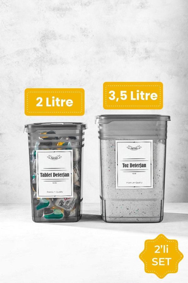 Vienev Etiketli 2li Strip Mega Boy Toz Ve Tablet Deterjan Saklama Kutusu 1x(3,5 Litre, 2 Litre) - Image 1