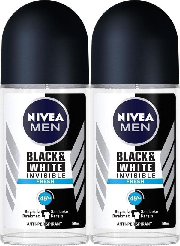 Nivea Men Erkek Roll-On Deodorant, Black & White Fresh 50 Ml, X2 Adet, Ter Kokusuna Karşı 48 Saat Koruma - Image 1