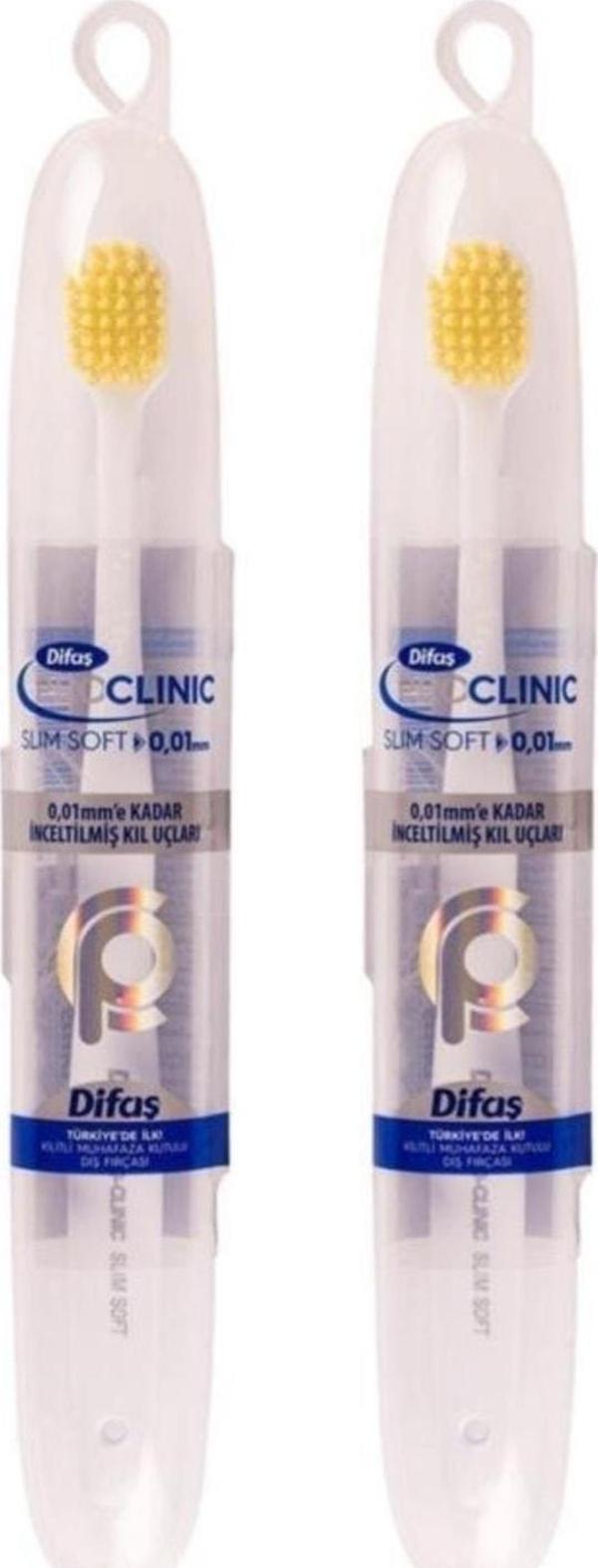 Difaş Pro-clinic Slim Soft 2 Adet Diş Fırçası Seyahat Kutulu 0,01 Mm - Image 1