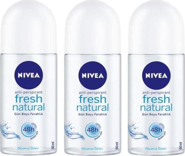 Nivea Roll On Kadın 50 ml Fresh Natural 3 Adet - Image 1