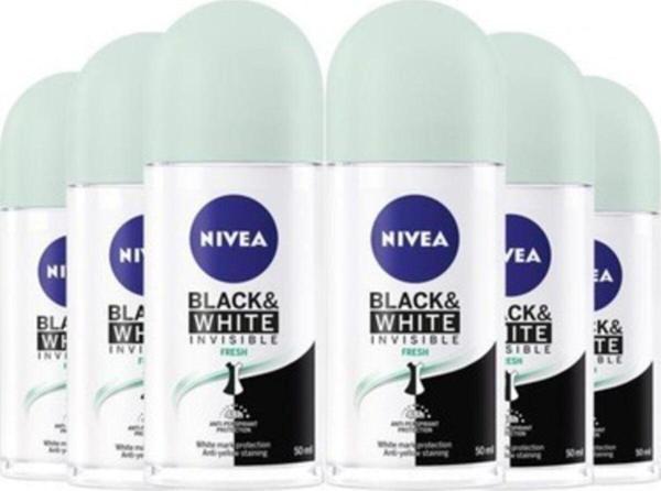 Nivea Roll On Black & White Invisible Fresh 50 ml X 6 Adet - Image 1