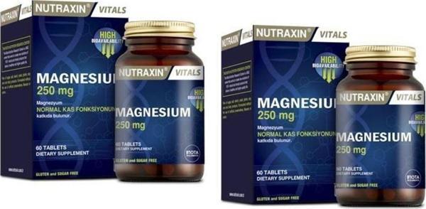 Nutraxin Magnesium 250 mg 60 Tablet x  2 Adet - Image 1