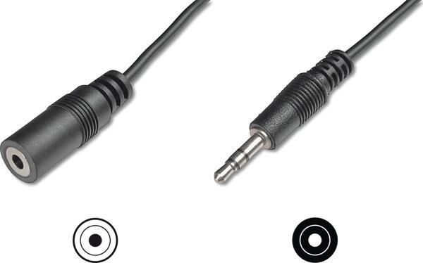 Audio Uzatma Kablosu, stereo 3.5mm Erkek - 3.5mm Dişi, 2.5 metre, CCS, 2x0.10/10, zırhlı, siyah renk - Image 1