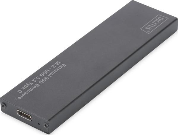 Digitus Harici M.2 SATA SSD Kutusu,  Bağlantı arayüzü USB 3.1 Tip C, alüminyum gövde, siyah renk, çi - Image 1