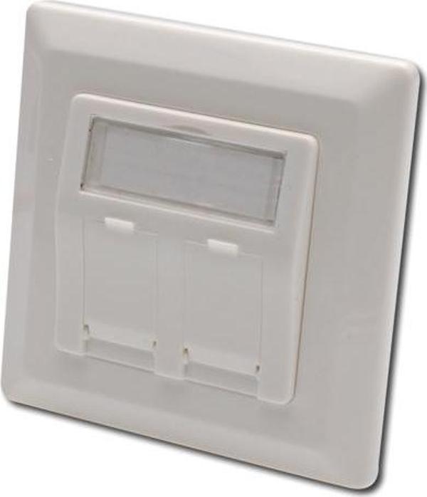 Keystone Jack Takmak İçin 2’li Priz (50/50 mm) Çerçevesi (80/80 mm), tozdan korumak amacıyla kapaklı - Image 1