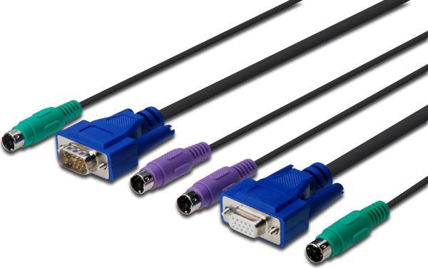 KVM (Keyboard/Video Monitor/Mouse) İçin Ahtapot Kablo, 1.80 metre, siyah renk, 1 x VGA dişi, 1 VGA e - Image 1