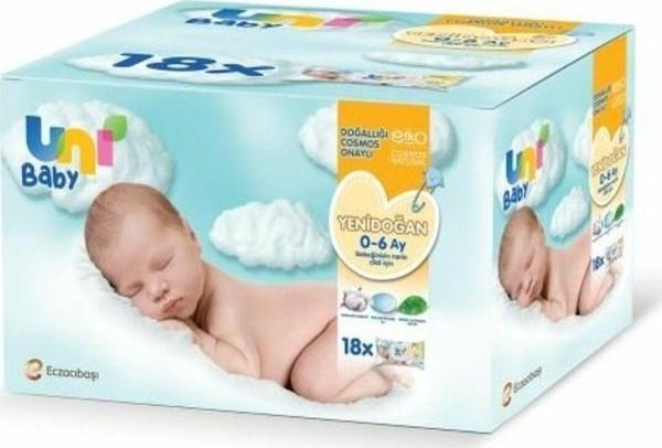 Uni Baby Yenidoğan Islak Pamuk Mendil 40 Lı X 18 Adet ( 720 Yaprak ) - Image 1