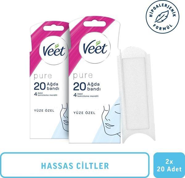 Veet Pure Hipoalerjenik Sir Ağda Bandı Yüz Bölgesi 20'li X 2 - Image 1