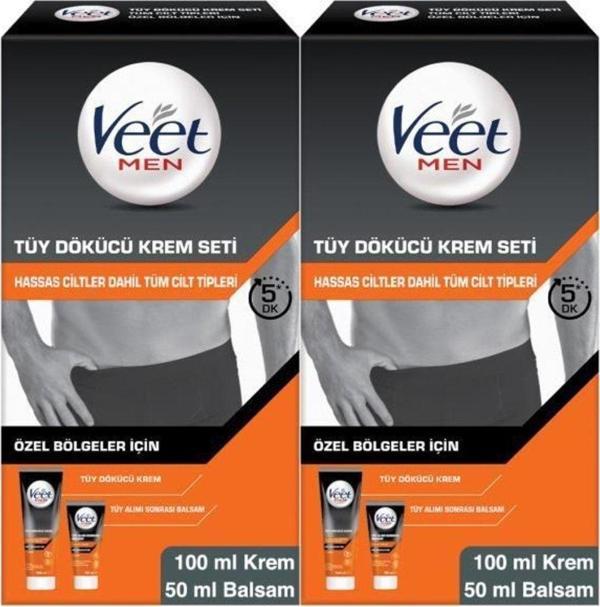 Veet Men Özel Bölgeler Için Tüy Dökücü Krem Seti 100&50 ml X2 - Image 1