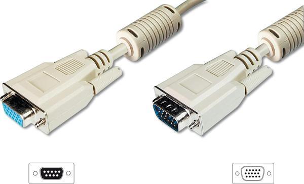VGA Monitör Uzatma Kablosu, DSUB 15 erkek &lt;=&gt; DSUB 15 dişi, 3Coax/7C, 2 x ferrite filtre, AWG  - Image 1