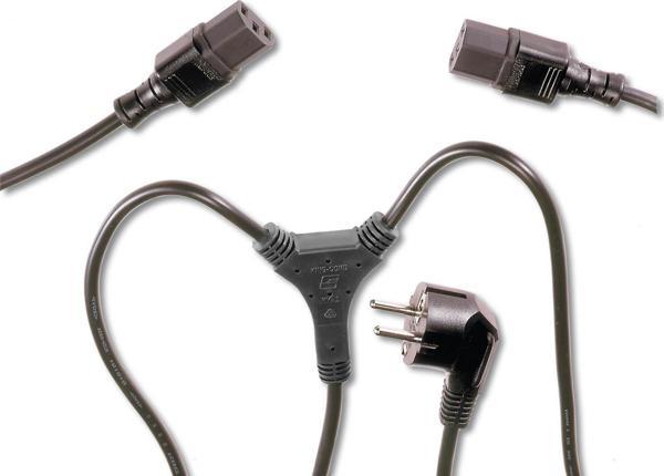 Y Güç Kaynağı Kablosu, Schuko Erkek - 2x C13 Dişi, 1.7 metre (Mains splitter cable, Schuko Plug - 2x - Image 1
