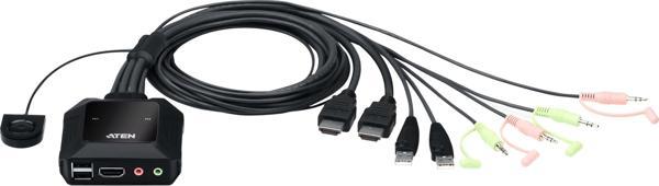 2 Port USB 4K KVM (Keyboard/Video Monitor/Mouse) Switch, Masaüstü Tip, KVM bağlantı kablosu ürüne gö - Image 1