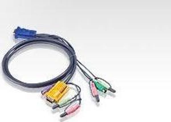 PS/2 KVM (Keyboard/Video Monitor/Mouse) Switch İçin Kablo, 5 metre, 1 x SPHD-15 Erkek, 2 x Audio yuv - Image 1