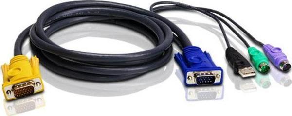 PS/2-USB KVM (Keyboard/Video Monitor/Mouse) Switch İçin Kablo, 3 metre, 1 x SPHD-15 Erkek &lt;-&gt;  - Image 1
