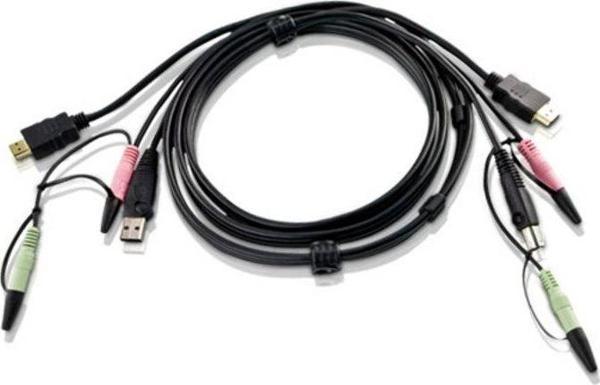 USB HDMI KVM Kablosu, Hoparlör ve Mikrofon bağlanabilir, 1.8 Metre - Image 1