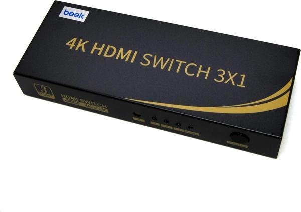 Beek 3 Port Ultra HD 4K HDMI Switch, 3 giriş - 1 çıkış, uzaktan kumandalı, 4K2K, 3D görüntü formatla - Image 1