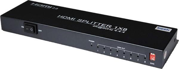 Beek 4K 8&#039;li HDMI Video Çoklayıcı, 3840 x 2160 piksel çözünürlük, HDCP 2.3, metal şasi, siyah r - Image 1
