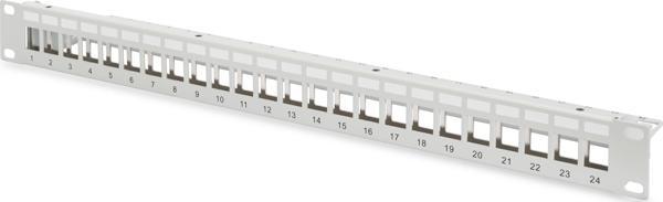 Digitus 24 Port Boş Patch Panel, Zırhlı, 1U Yüksekliğinde, Gri Renk - Image 1