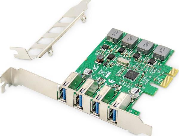 Digitus 4-Port USB 3.0 PCI Express Kartı, Çip Takımı: VL805, Low Profile braket&#039;li&lt;br&gt;Dig - Image 1