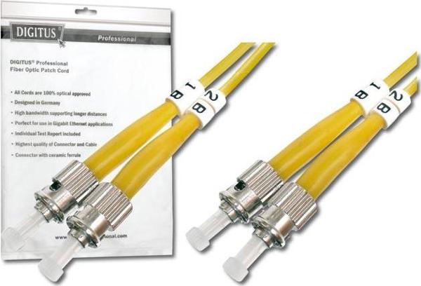 Digitus ST-ST Fiber Optik Patch Kablo, 3 metre, Singlemode, Duplex, 09/125 - Image 1