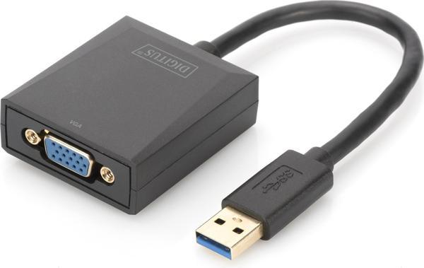 Digitus USB 3.0 &lt;-&gt; VGA Grafik Adaptörü&lt;br&gt;Giriş: 1 x USB 3.0 USB-A erkek&lt;br&gt;Çıkış - Image 1