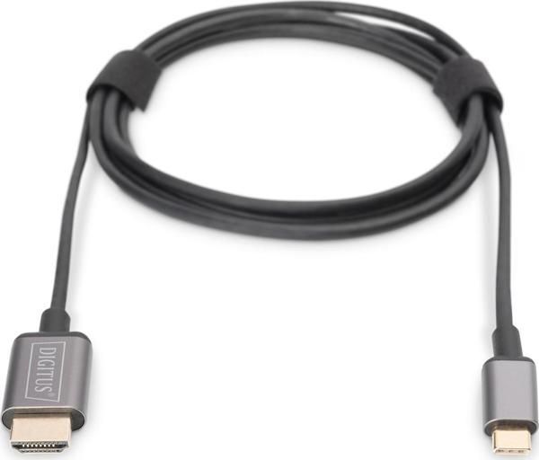 Digitus USB-C &lt;-&gt; HDMI Görüntü Adaptör Kablosu, UHD 4K/30Hz, 1.8 metre, siyah renk, metal gövd - Image 1