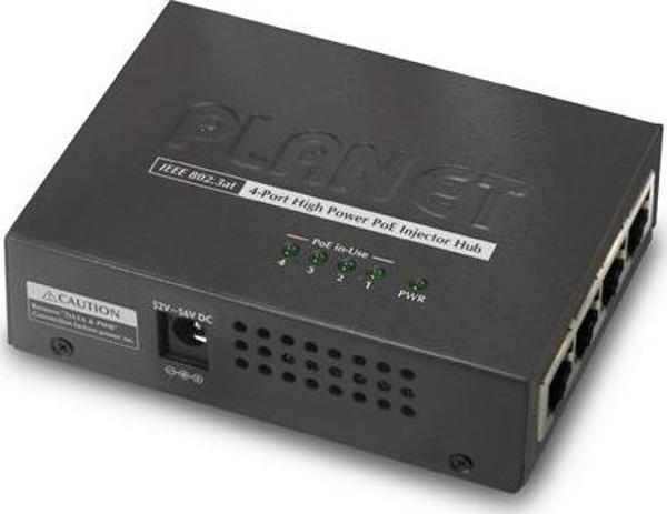 4-Port 10/100/1000Base-TX IEEE 802.3at/af PoE+ Injector Hub - Image 1